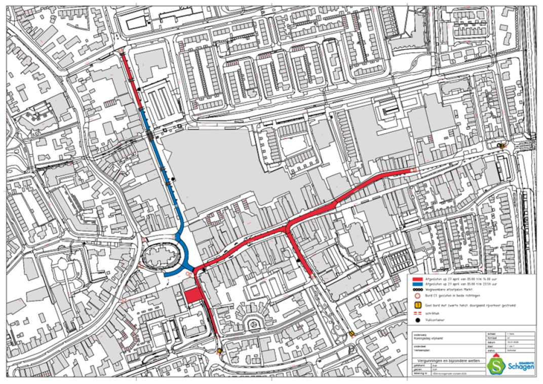 Wegafsluiting Koningsdag 2026