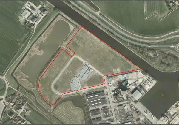 luchtfoto waarin is aangegeven welk deel het bedrijventerrein de Lus is.