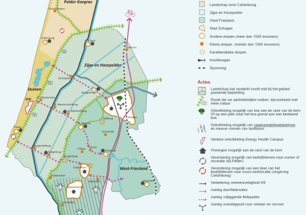 Kaart van de gemeente Schagen met daarin onze visie verwerkt. 