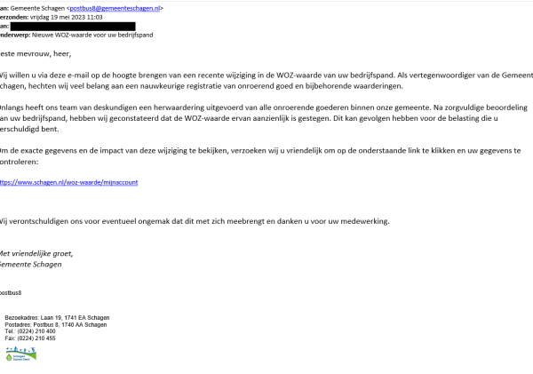 Voorbeeld phishing