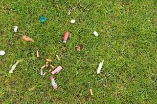 Het verwijderen van fijn zwerfafval uit gras, niveau C