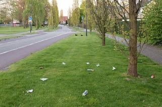 Het verwijderen van grof zwerfafval uit gras, niveau B