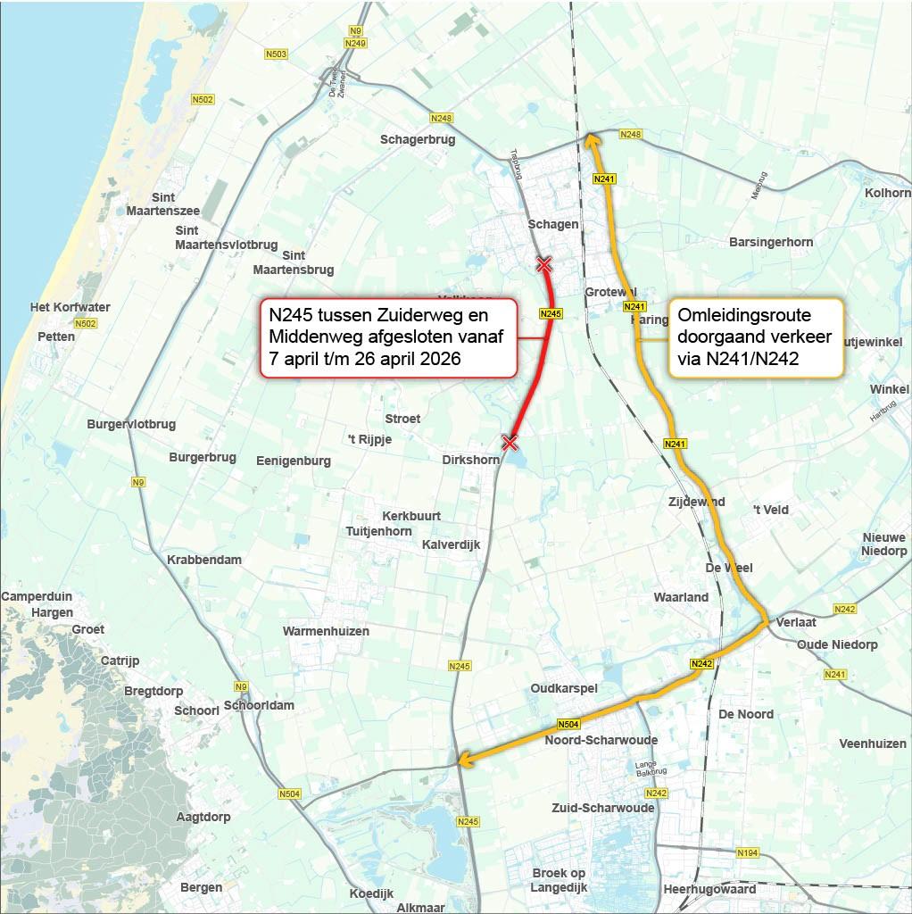 Omleidingskaartje N245