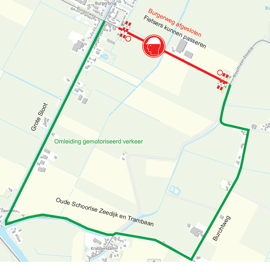 Omleidingsroute Burgerweg Burgerbrug