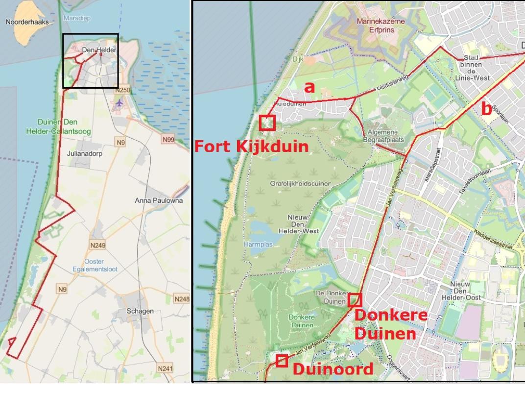 Kustbus routeoverzicht Callantsoog, Den Helder, Petten