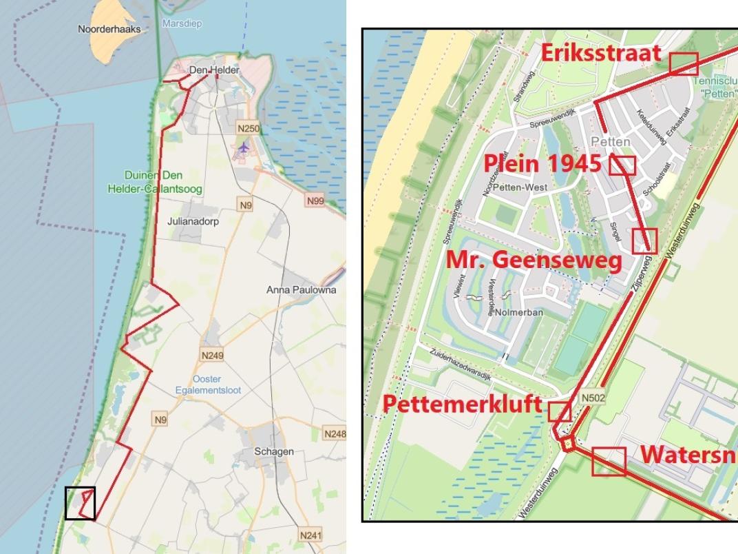 Kustbus routeoverzicht Callantsoog, Den Helder, Petten